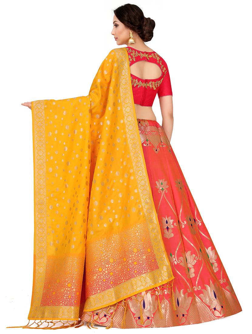 foil print contrast kalidar lehenga - 16700279 -  Standard Image - 1