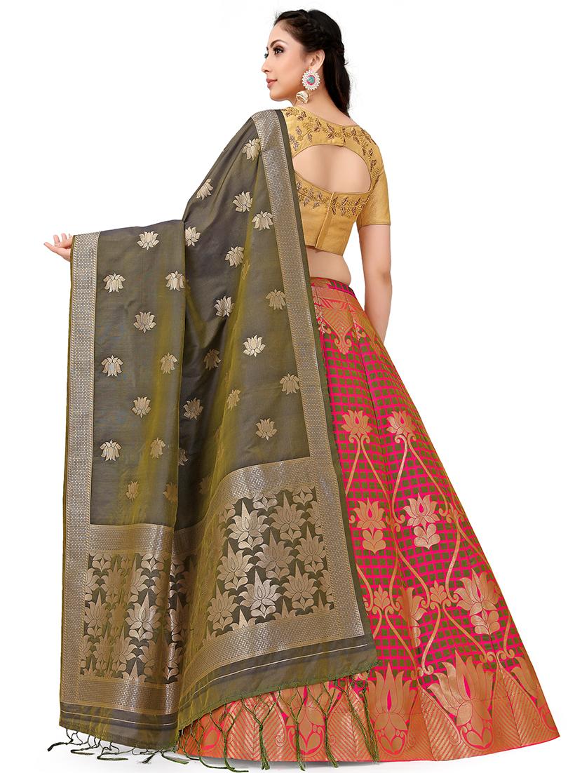 foil print contrast kalidar lehenga - 16700296 - Standard Image - 1
