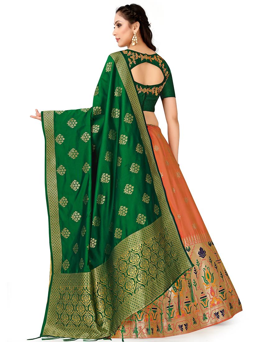 foil print contrast kalidar lehenga - 16700308 - Standard Image - 1