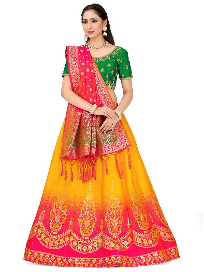 foil print contrast kalidar lehenga 