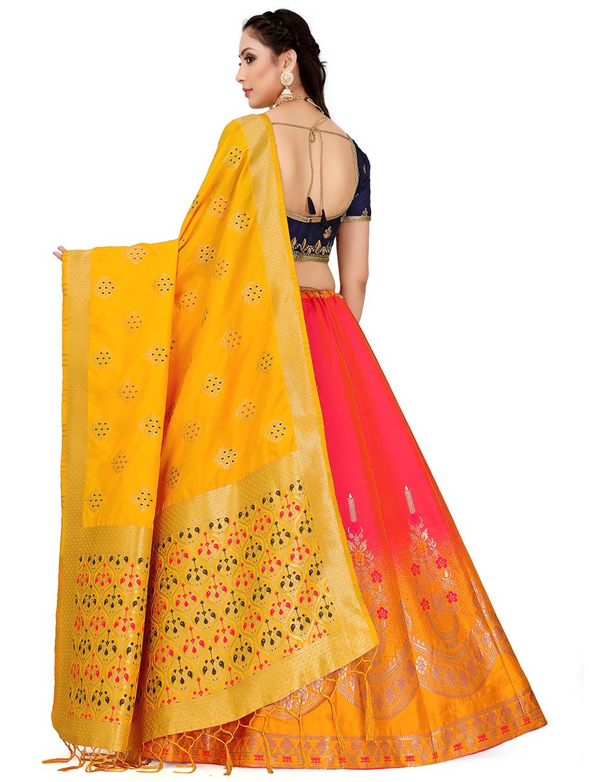 foil print contrast kalidar lehenga - 16700317 - Standard Image - 1