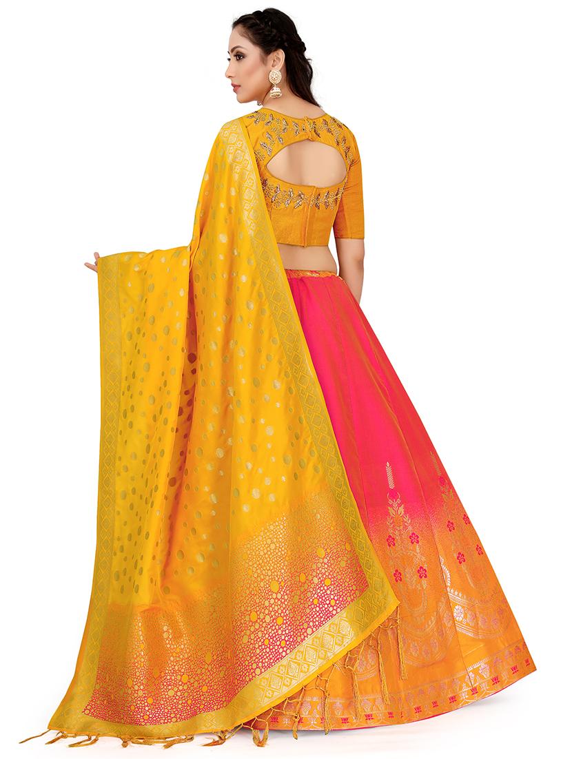 foil print contrast kalidar lehenga - 16700318 - Standard Image - 1