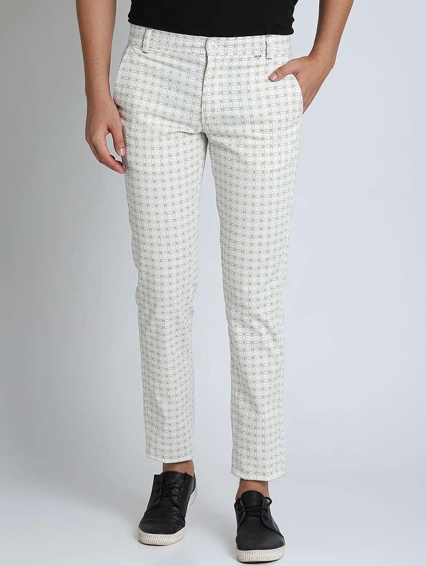white printed chinos 