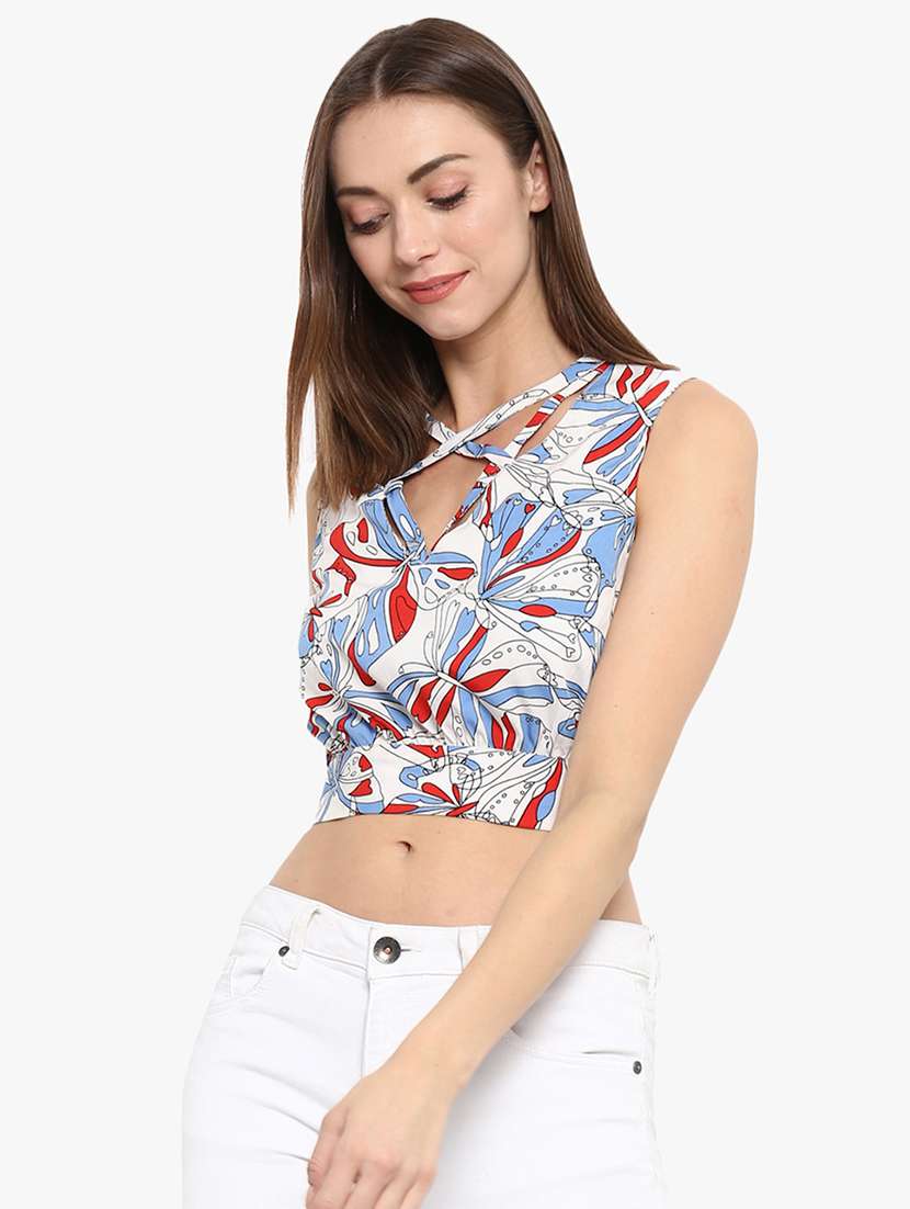 tie back abstract crop top 