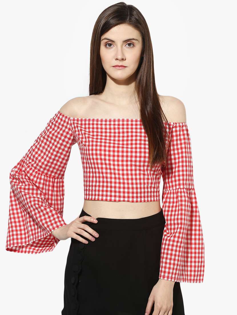 tie back gingham checkered top  