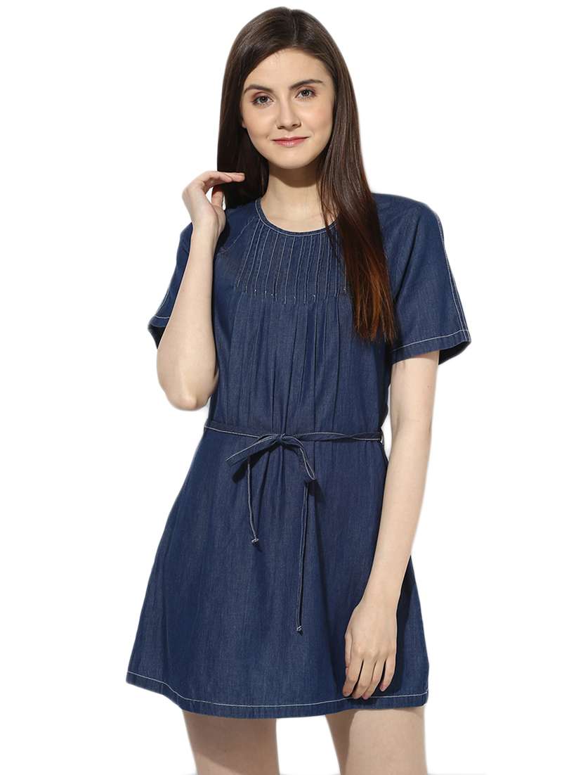 tie knot pleated a-line dress