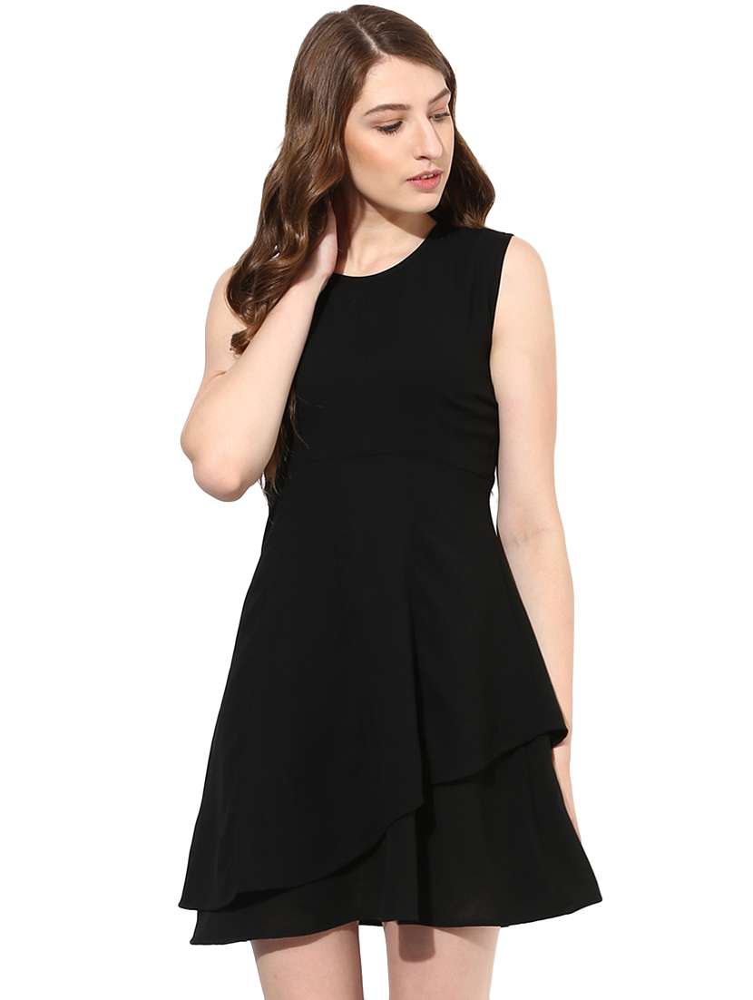 round neck layered a-line dress