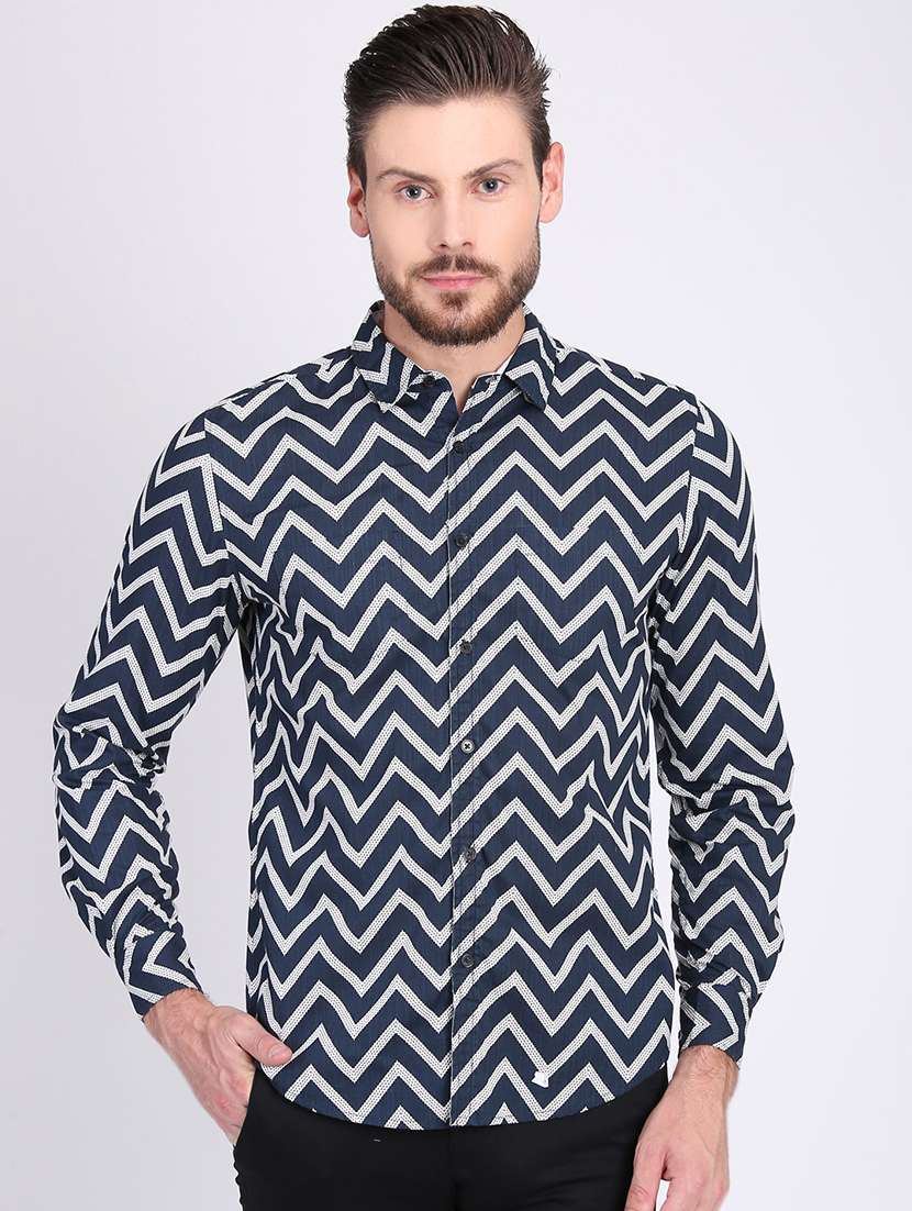 blue printed casual shirt