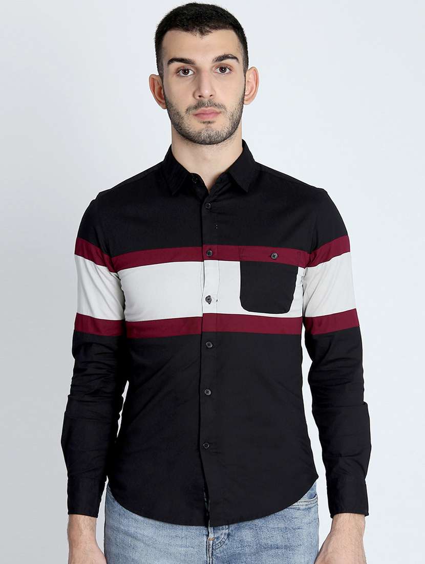 black color block casual shirt