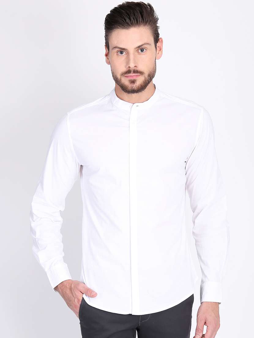 white solid casual shirt
