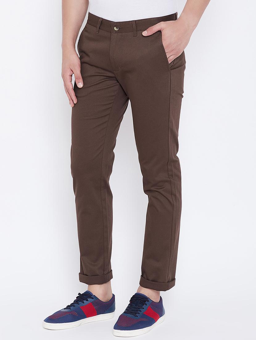 brown solid chinos - 16702289 - Standard Image - 1