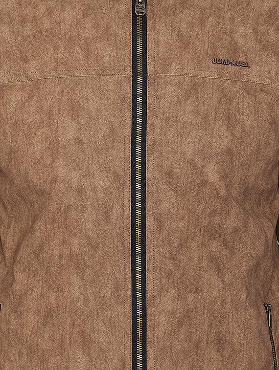beige solid biker jacket - 16702306 - Standard Image - 4