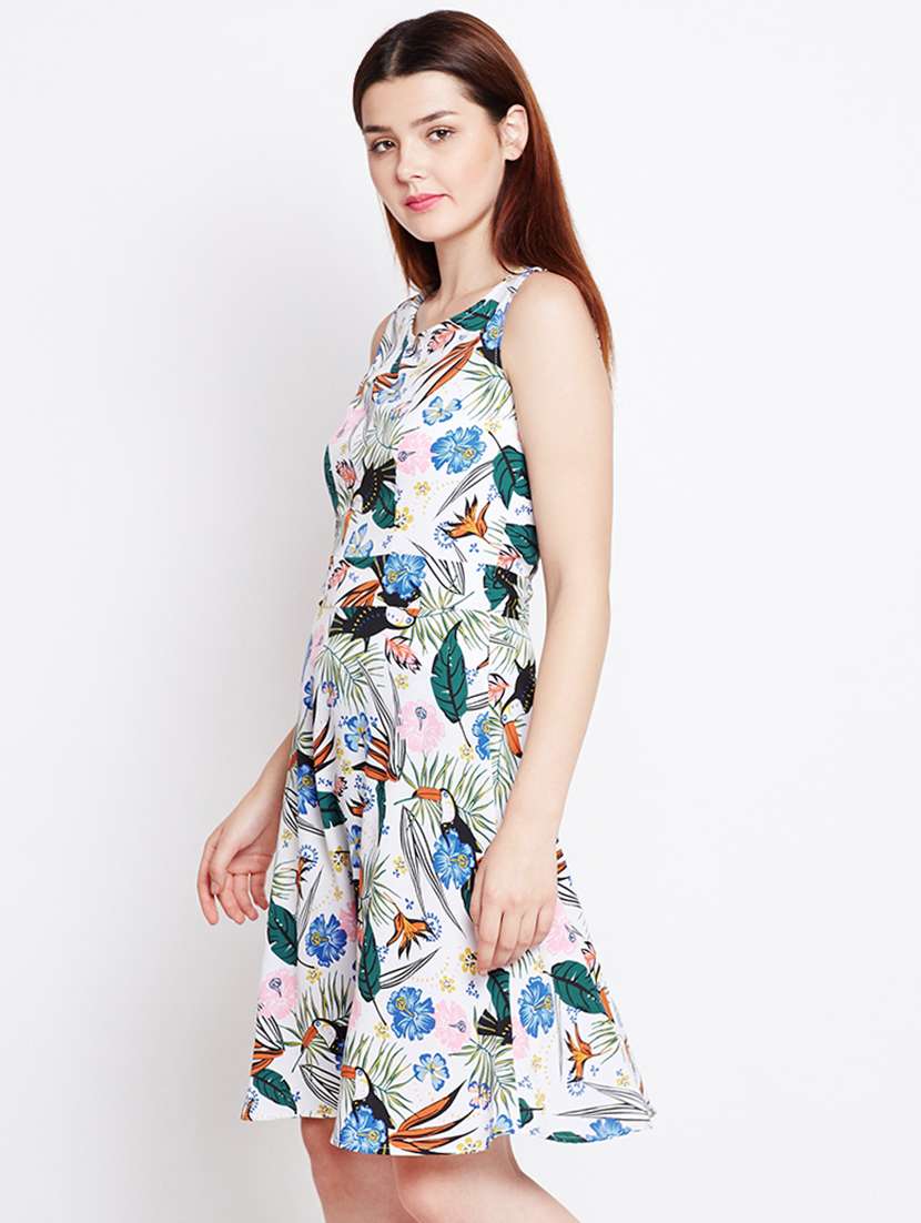 round neck floral a-line dress - 16702809 -  Standard Image - 1