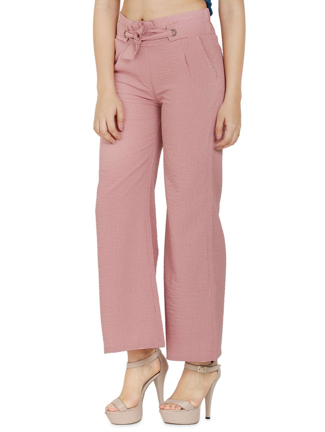 tie front striped wide leg trouser - 16704344 - Standard Image - 1