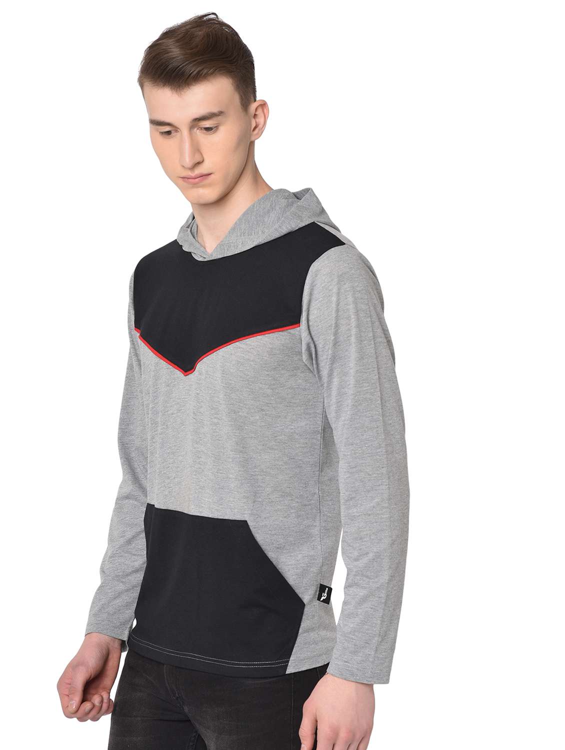 grey color block pocket t-shirt - 16704444 -  Standard Image - 1