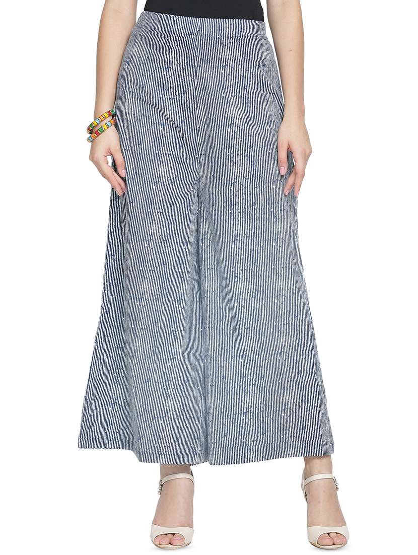 high rise striped palazzo 