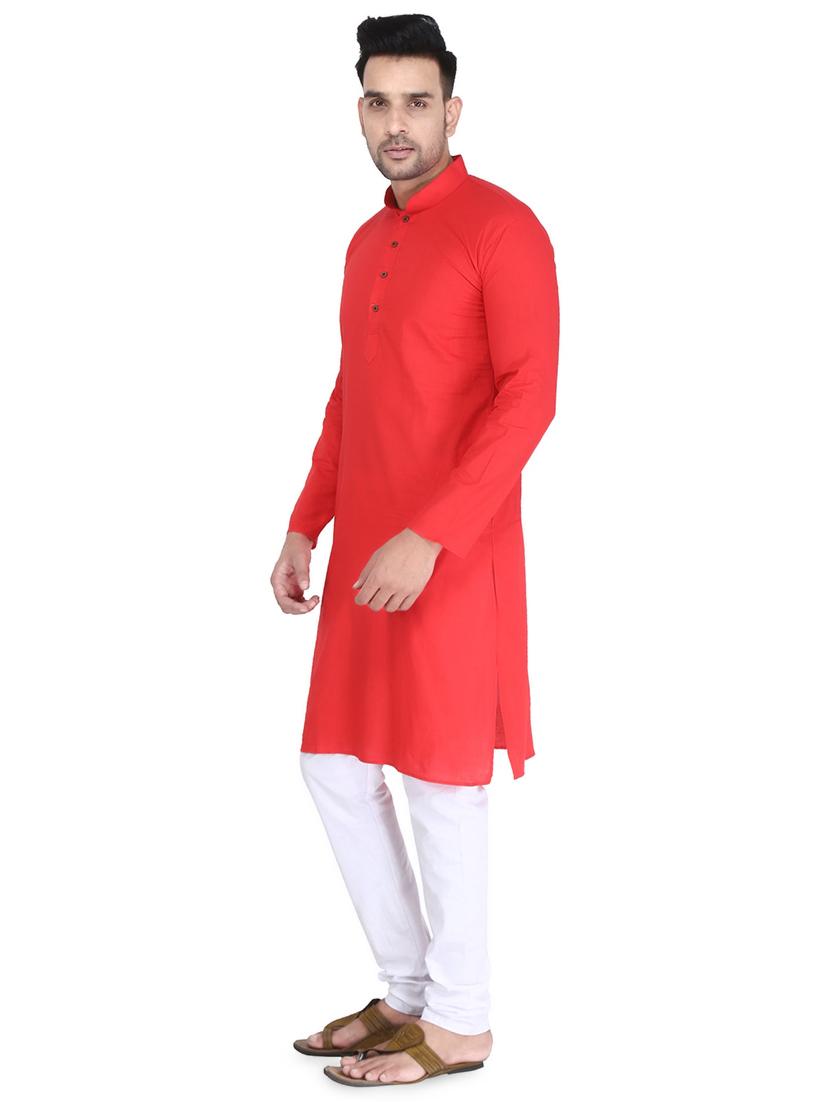 red solid long kurta - 16705558 - Standard Image - 1