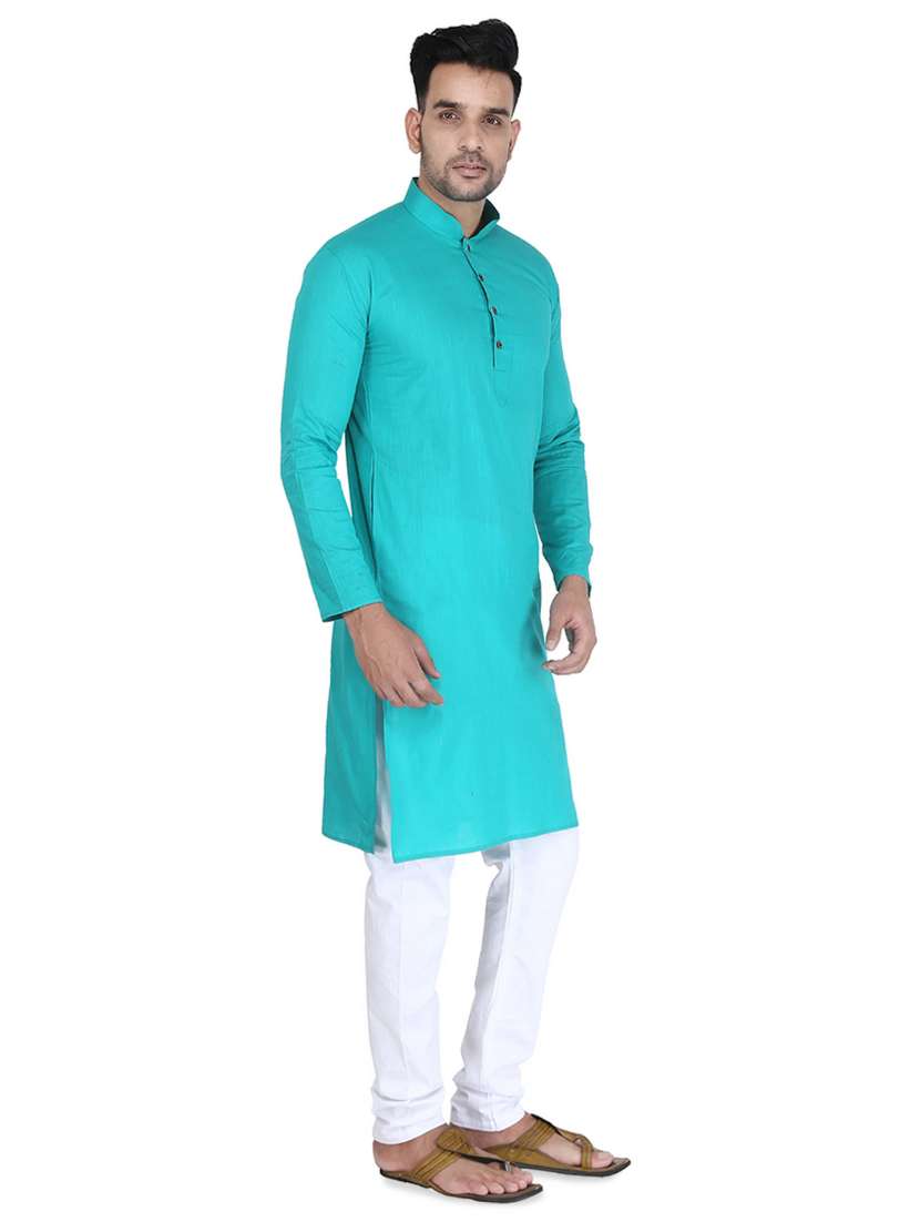 green solid long kurta - 16705560 - Standard Image - 1