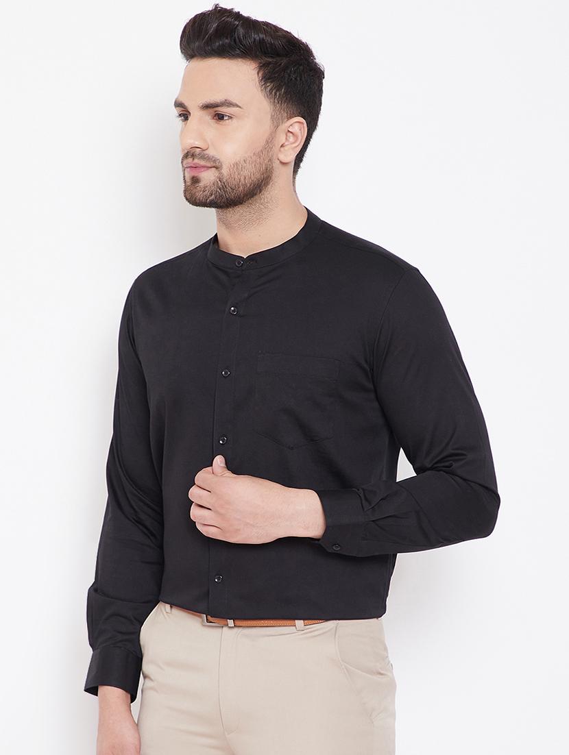 black solid formal shirt - 16706042 - Standard Image - 1
