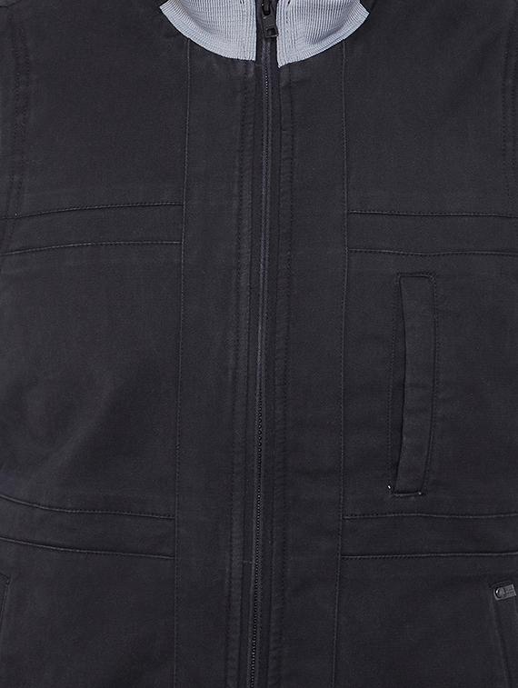 black solid casual jacket - 16706045 - Standard Image - 4