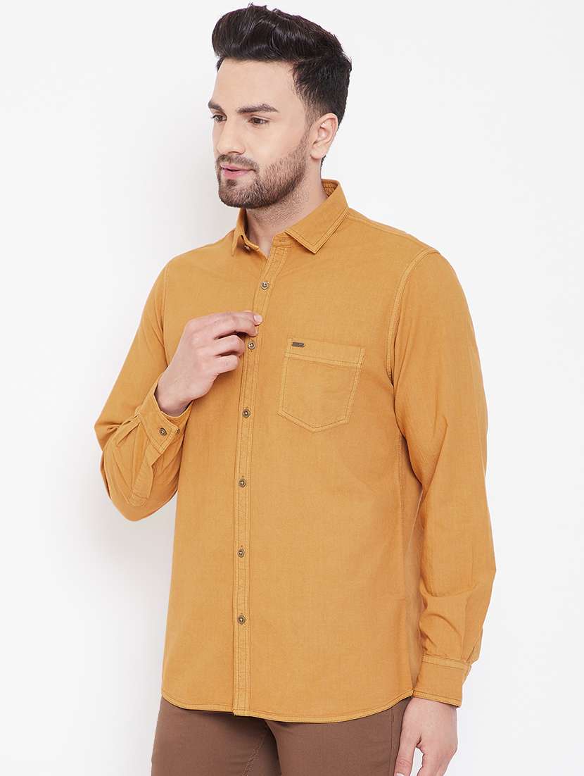 orange solid casual shirt - 16706072 -  Standard Image - 1