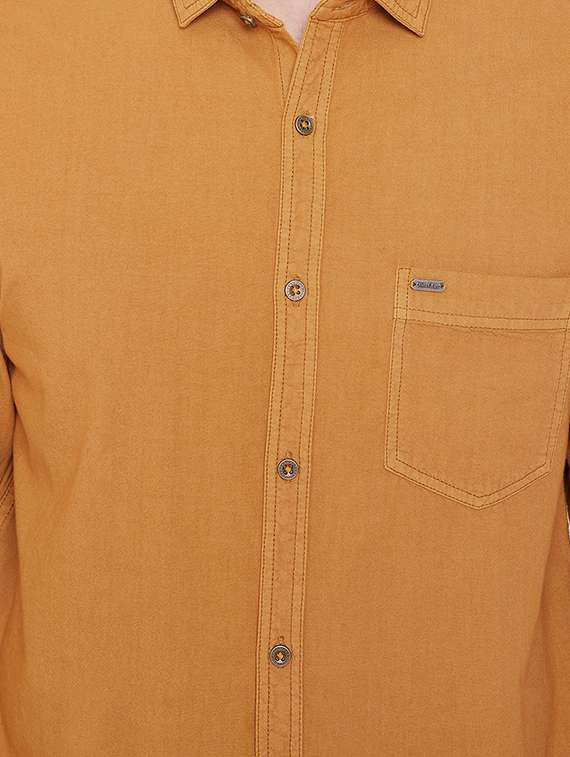 orange solid casual shirt - 16706072 - Standard Image - 4