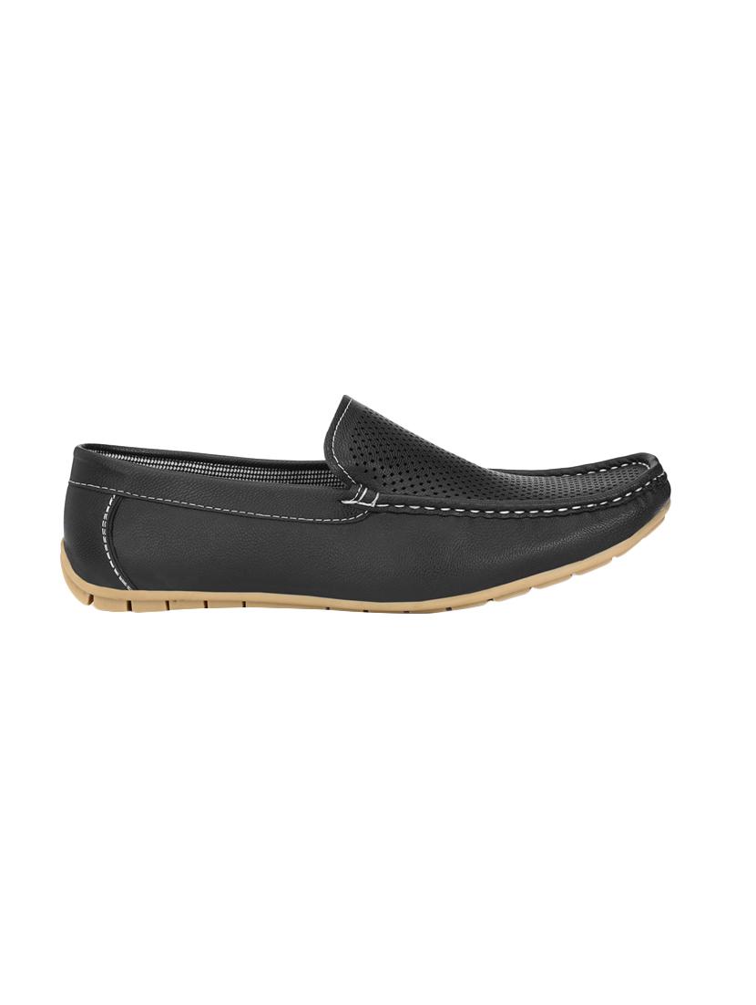 black leatherette slip on loafers - 16707956 -  Standard Image - 1