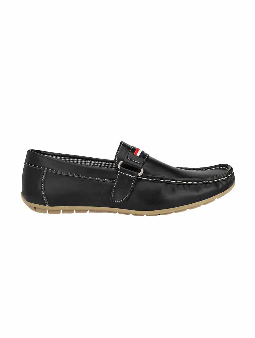 black leatherette slip on loafers - 16707976 -  Standard Image - 1