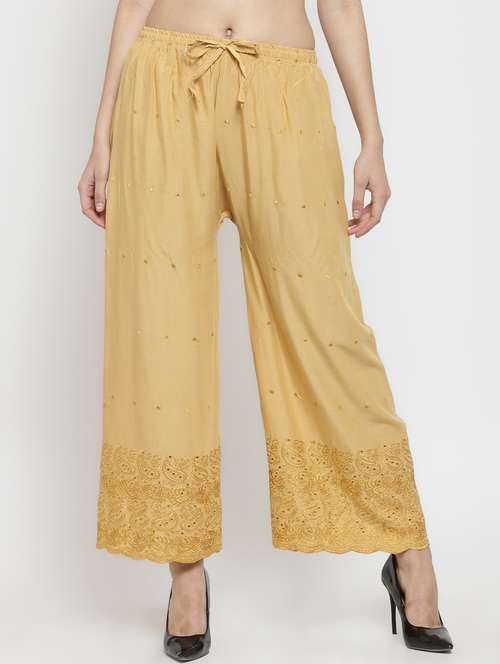 tie front embroidered palazzo - 16708822 - Standard Image - 0