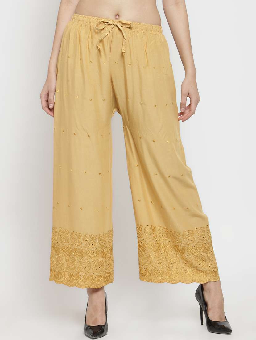 tie front embroidered palazzo - 16708822 - Zoom Image - 0