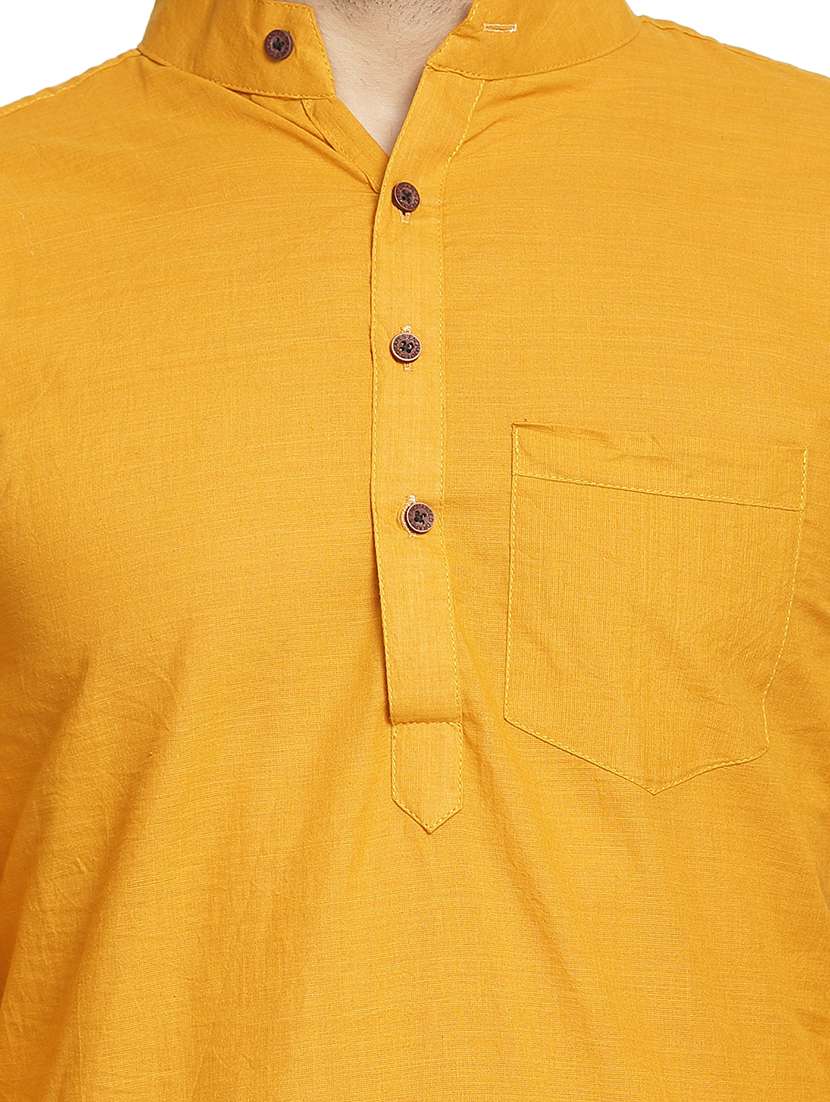 yellow solid long kurta - 16708917 -  Standard Image - 4