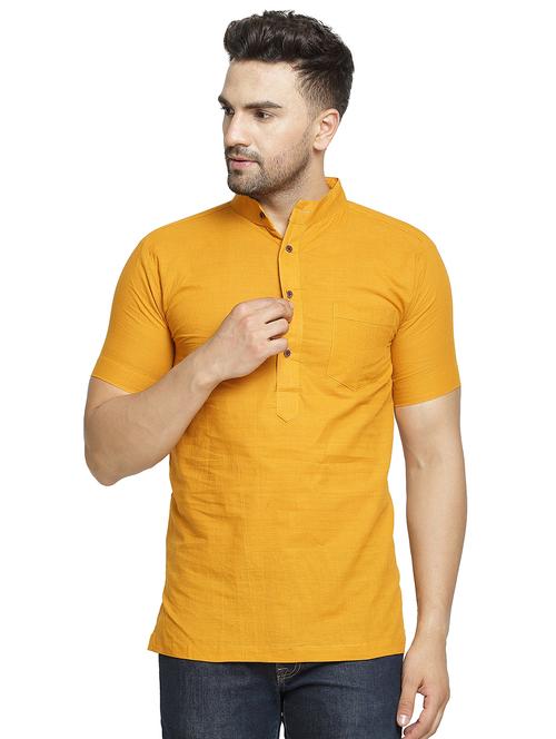 orange solid short kurta - 16708918 - Standard Image - 0