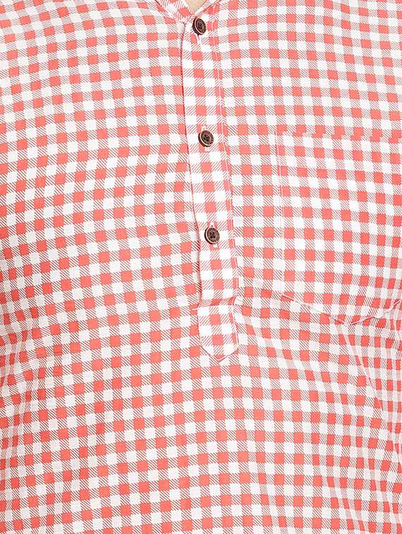 red checkered long kurta - 16708919 -  Standard Image - 4