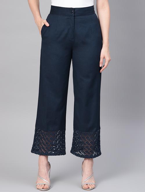 hem detailed straight palazzo - 16710654 -  Standard Image - 0