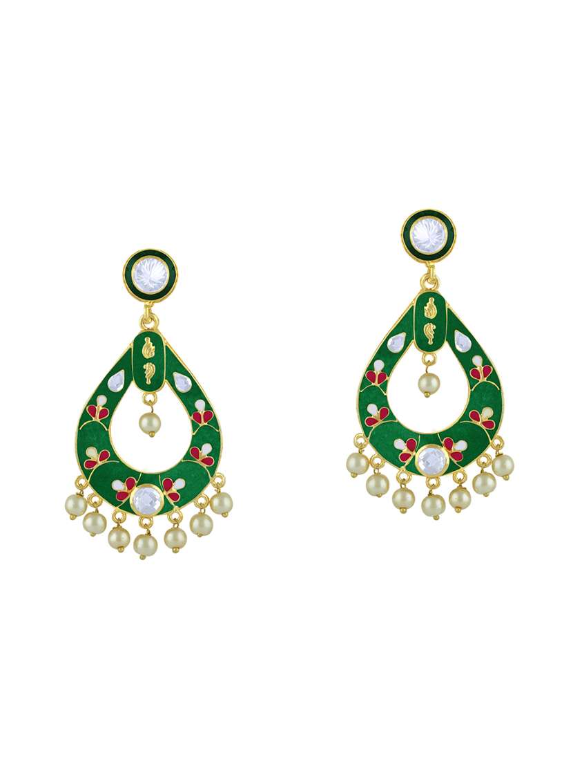 green metal drop earring