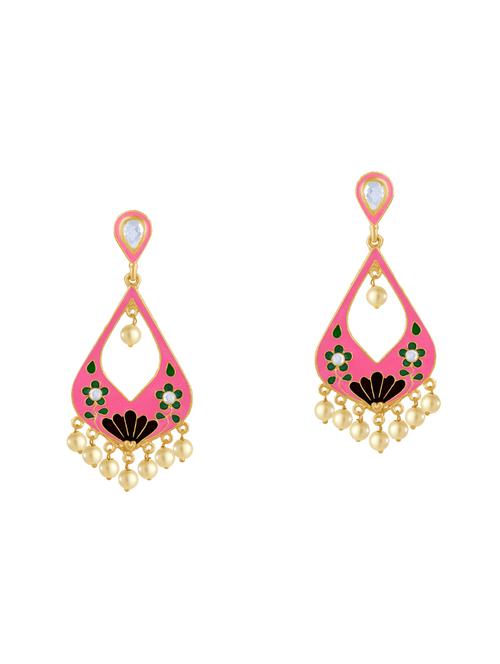 pink metal drop earring - 16711448 -  Standard Image - 0