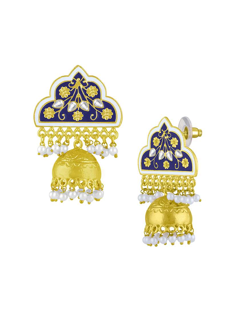 blue metal jhumka earring - 16711460 -  Standard Image - 1