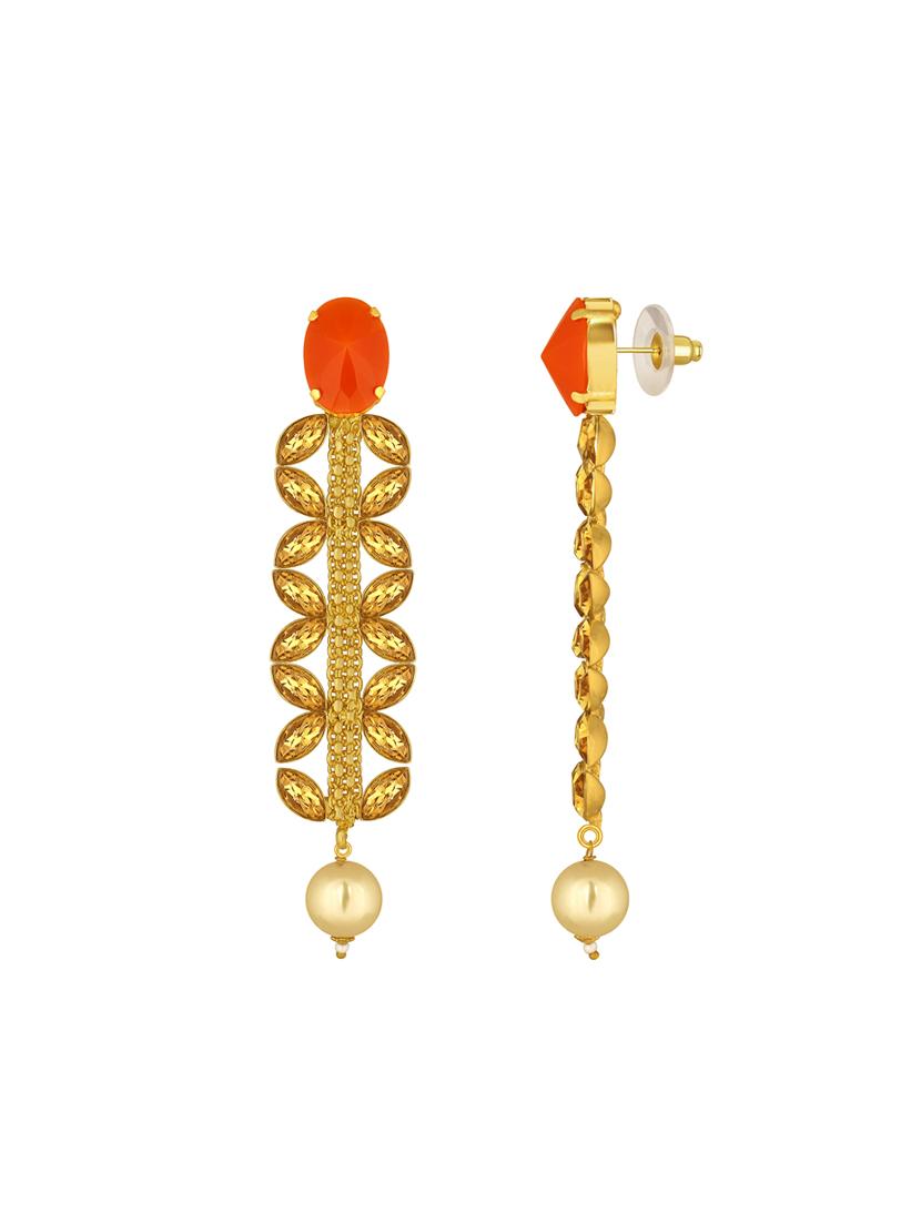orange brass drop earring - 16711485 - Standard Image - 1