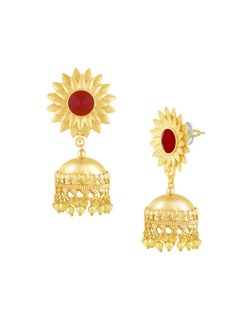 red metal jhumka earring - 16711530 - Standard Image - 1