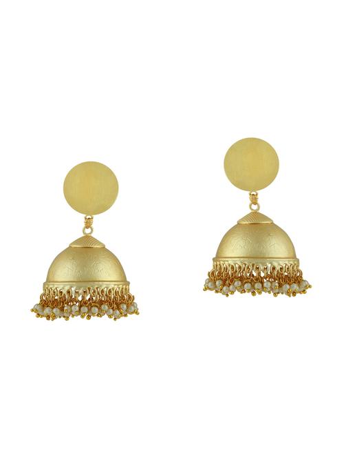 gold metal jhumka earring - 16711545 - Standard Image - 0