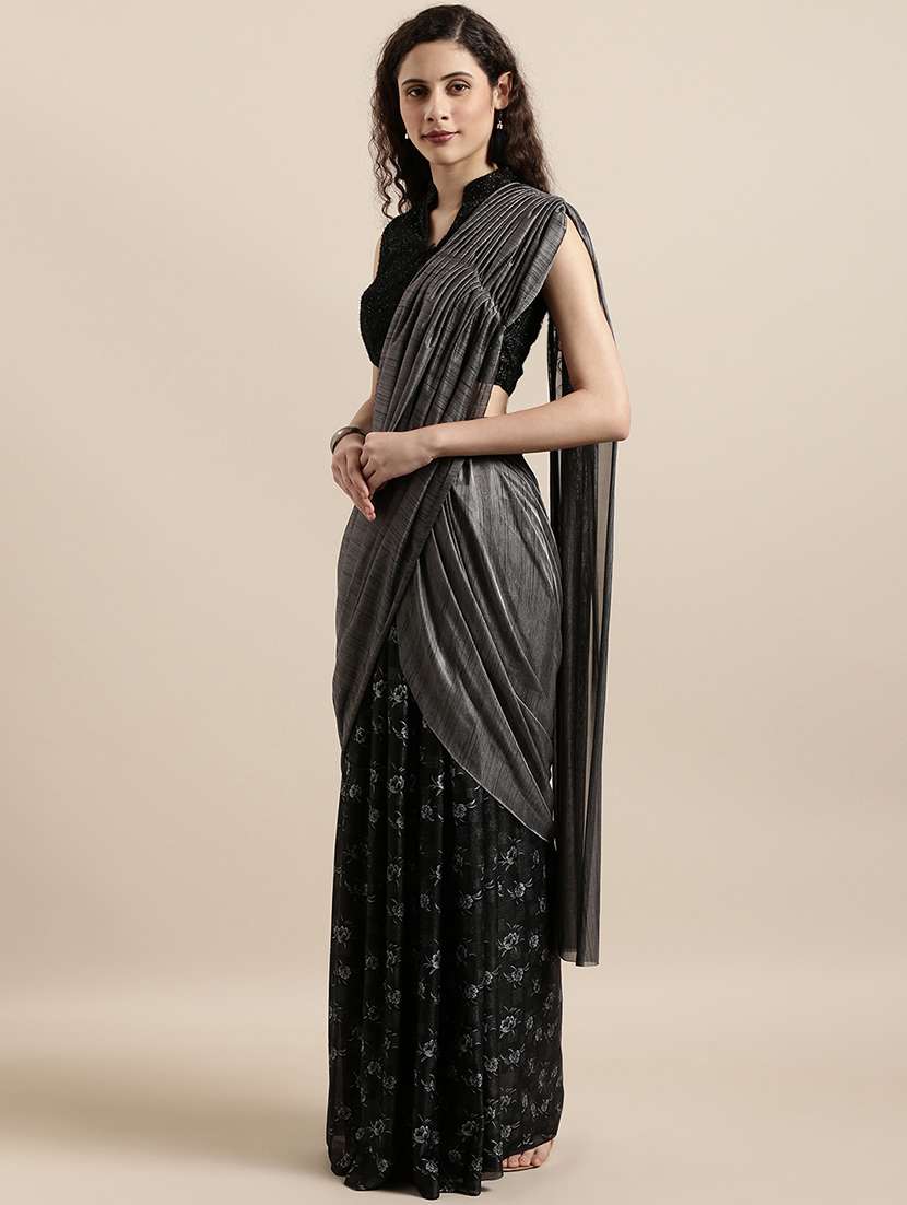 floral print draped saree with blouse