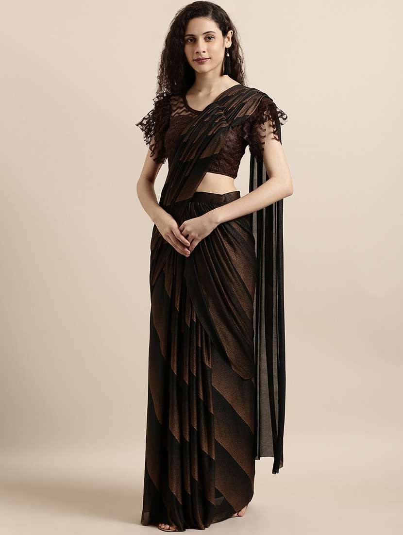 printed draped saree with blouse