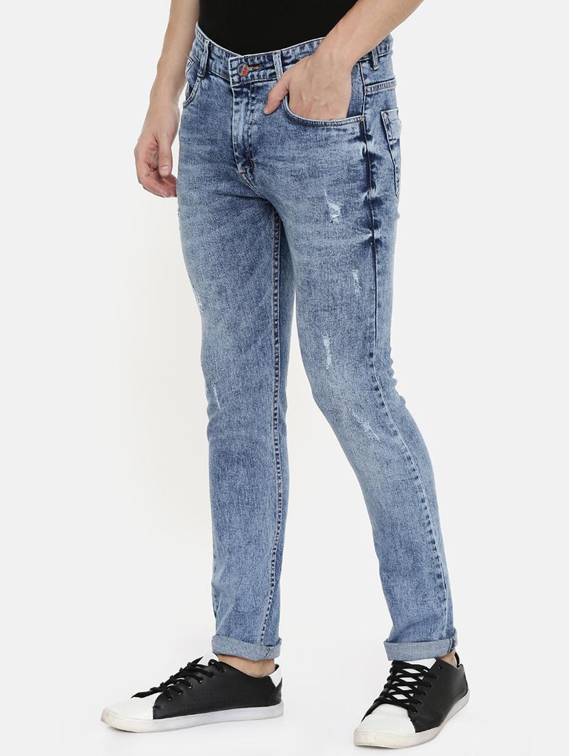blue stone washed ripped denim jeans - 16711796 - Standard Image - 1