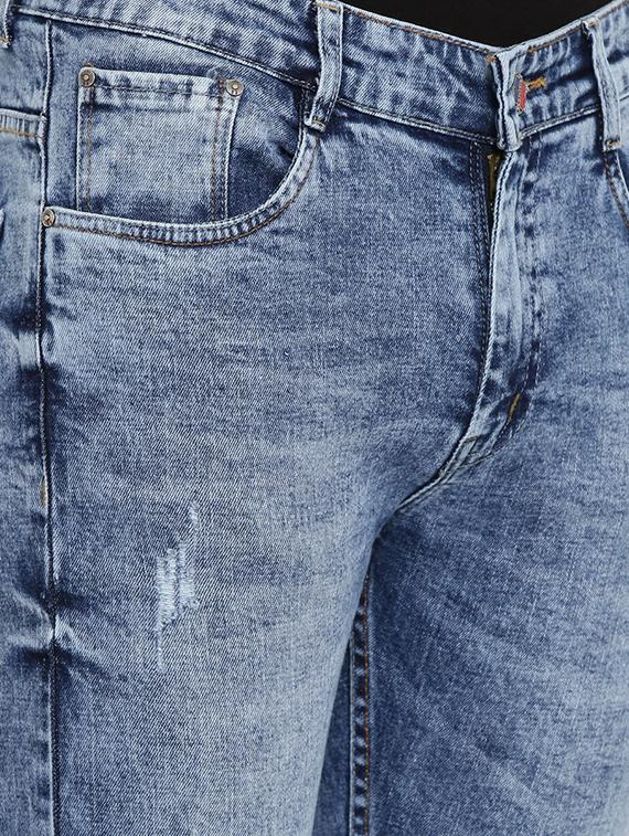 blue stone washed ripped denim jeans - 16711796 - Standard Image - 4