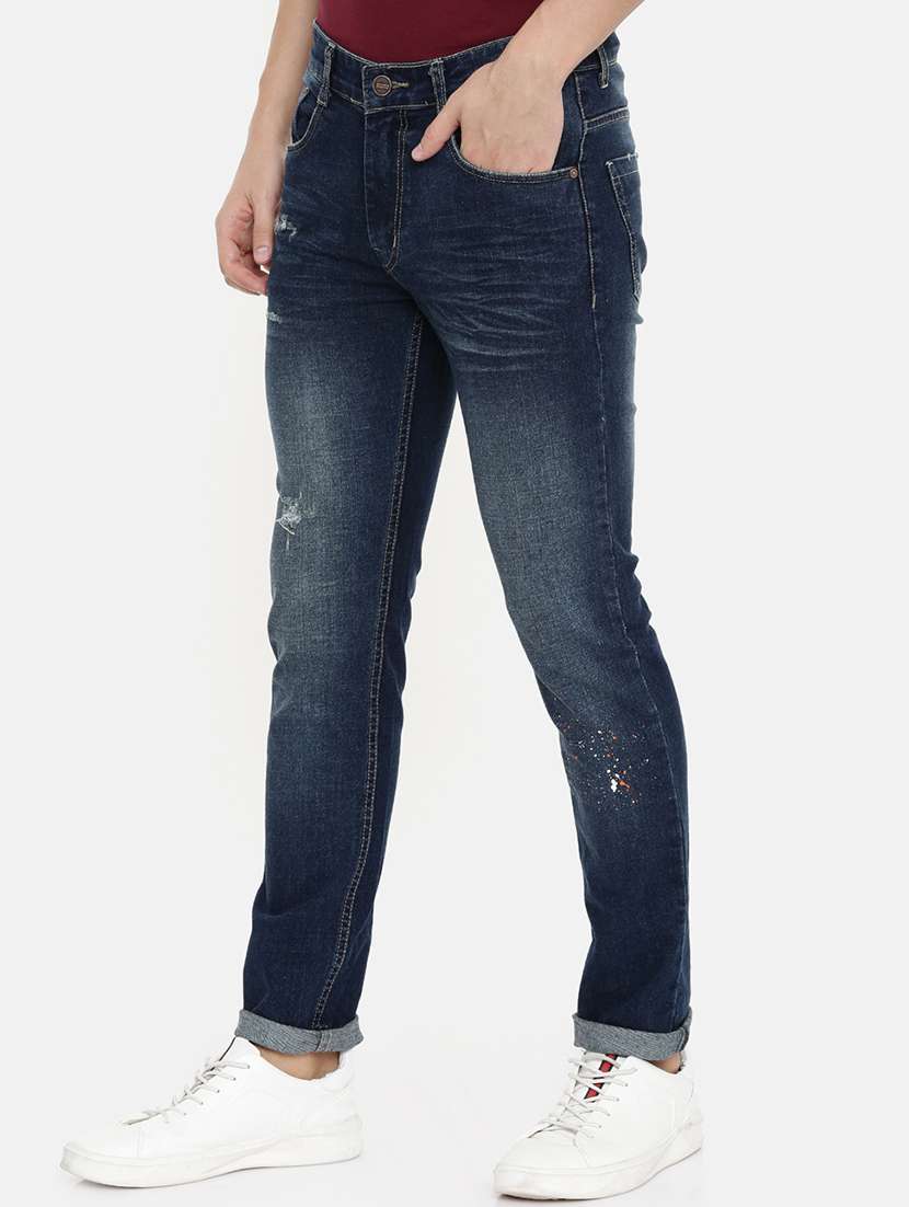 blue light washed ripped denim jeans - 16711799 -  Standard Image - 1