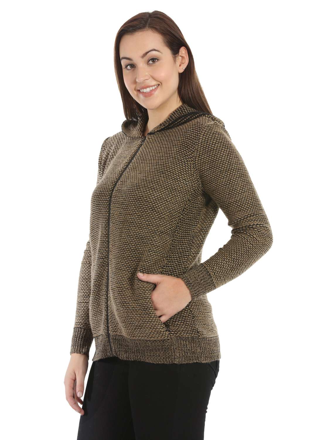 hooded neck zip up jacket  - 16711843 -  Standard Image - 1