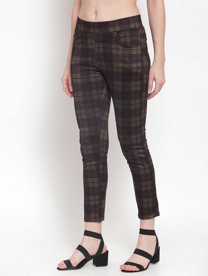 high rise checkered jeggings  - 16711980 -  Standard Image - 1