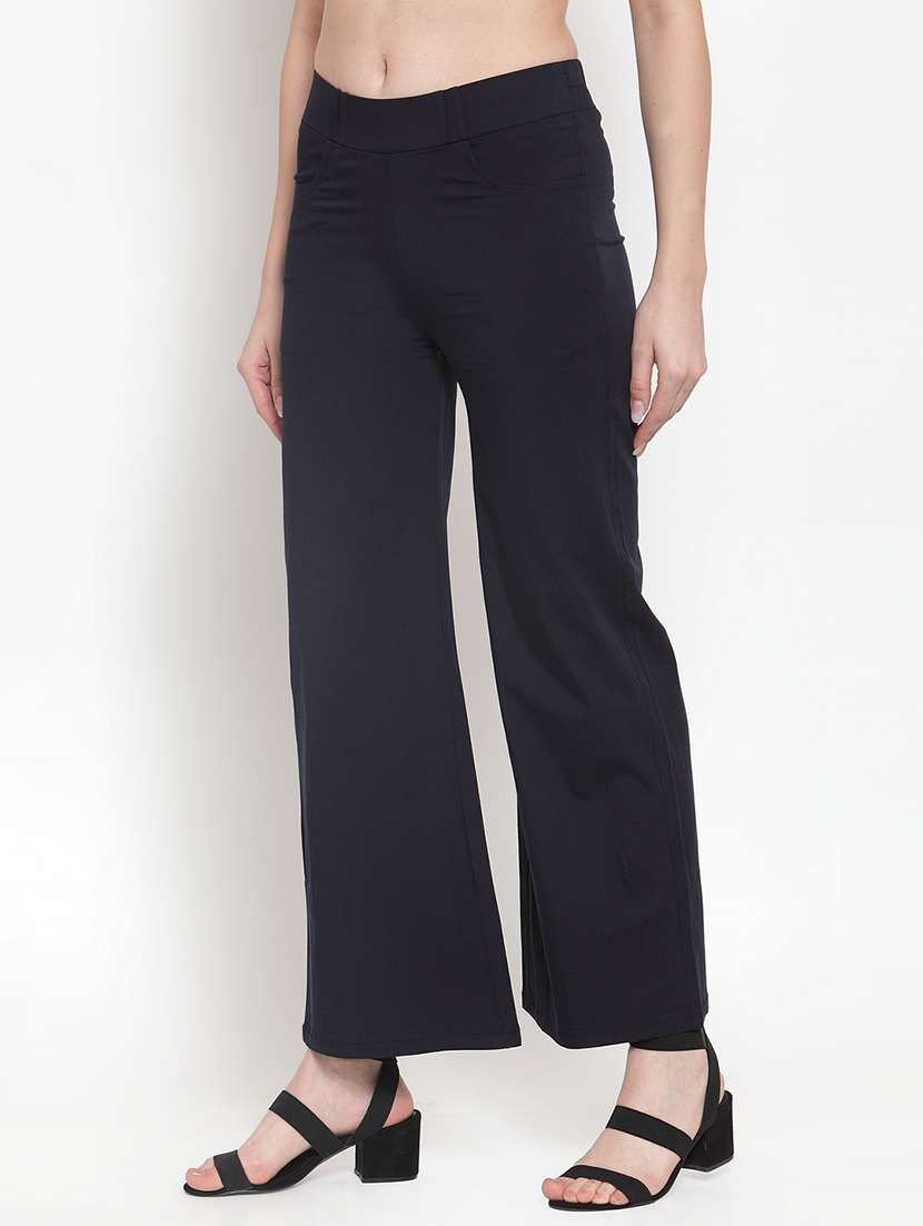 high rise solid wide leg trouser - 16711988 -  Standard Image - 1