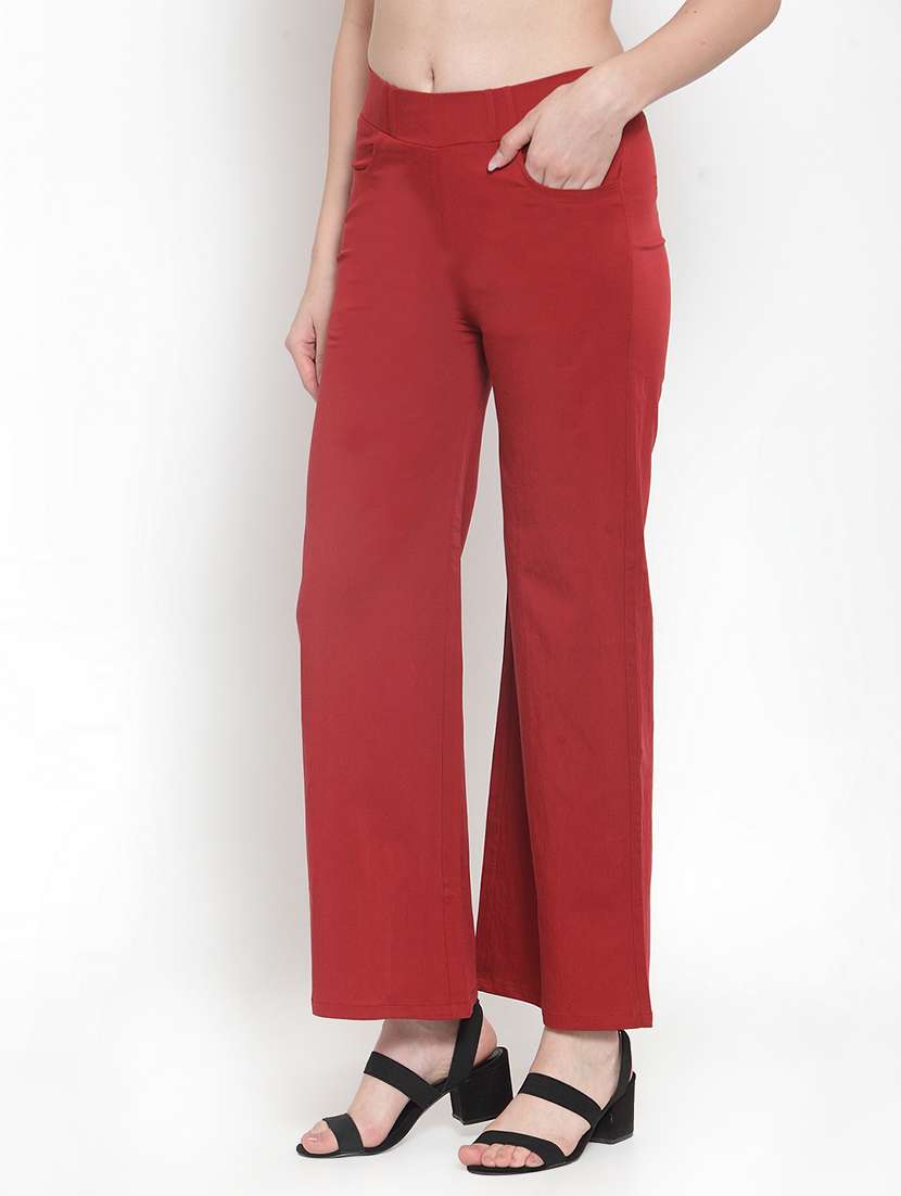 high rise solid wide leg trouser - 16711989 - Standard Image - 1