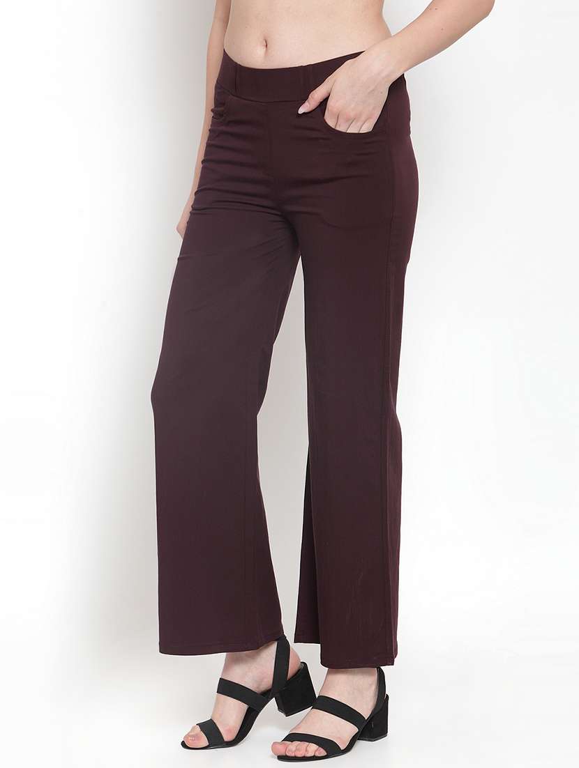 high rise solid wide leg trouser - 16711990 -  Standard Image - 1